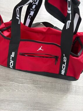 Jordan Red Duffel Bag with Black Straps